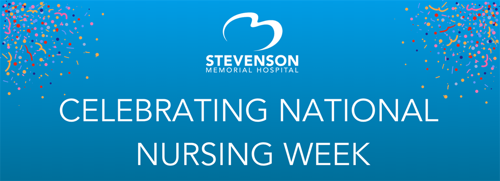 nursing week banner with confetti graphics